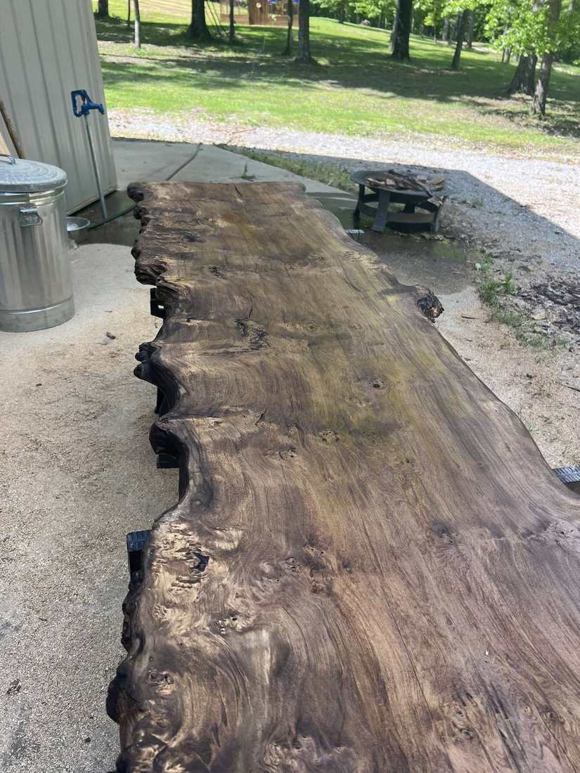 Finished and oiled live-edge slab