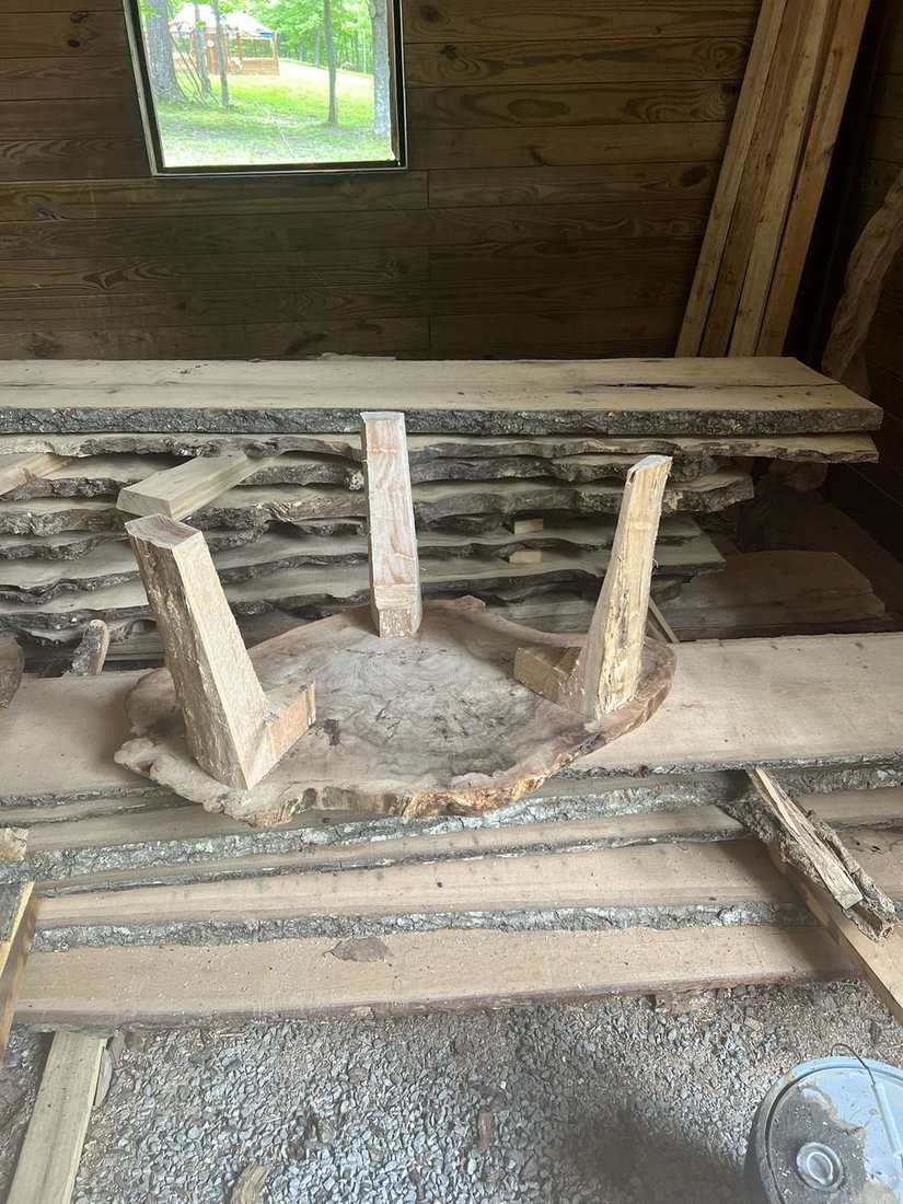 Building a live-edge oak table from finished slabs