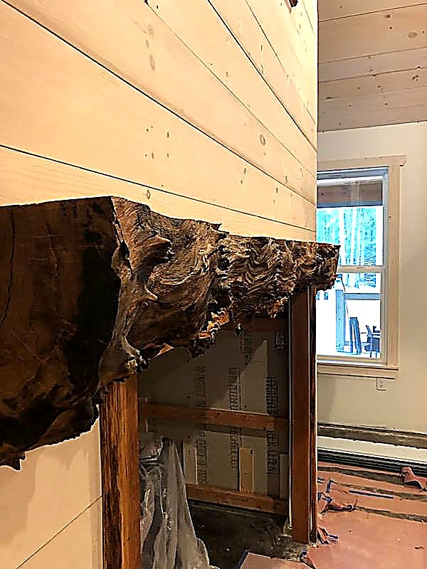 Live-edge mantel detail — Live Edge Oak Co